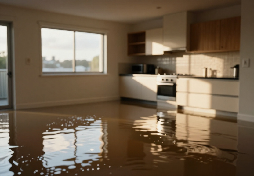 Water-damaged office in Dean Park before drying